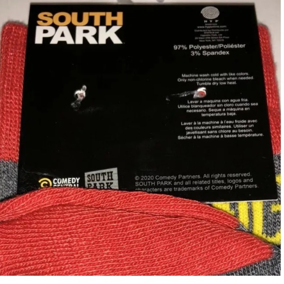 South Park Crew Socks 1 Pair Men 6-12 Gray Red Santa More Presents Christmas NEW - Picture 4 of 9